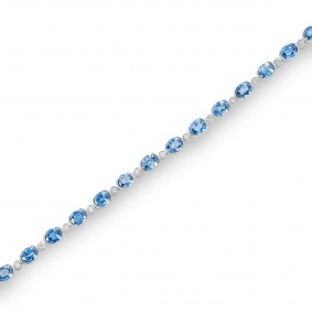 White Gold Sapphire & Diamond Line Bracelet